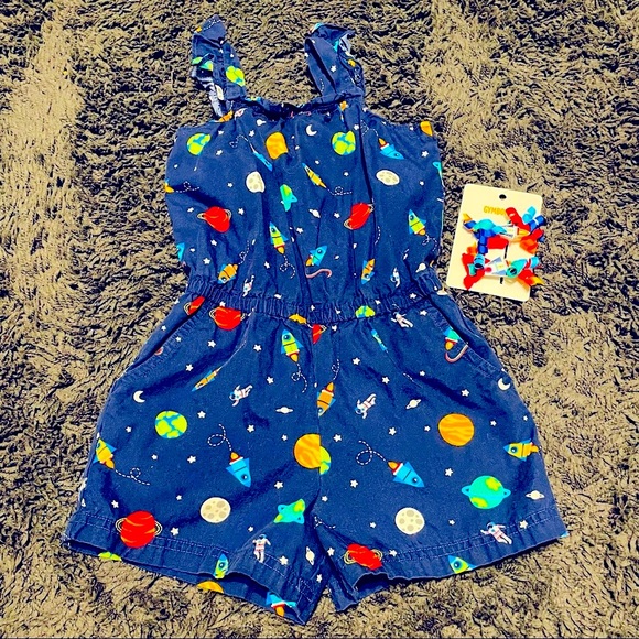 Gymboree Other - Gymboree Girls Rocketship Romper with matching clippies - 6